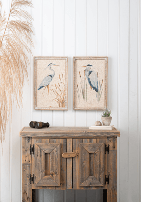 blue heron egret straw wall art