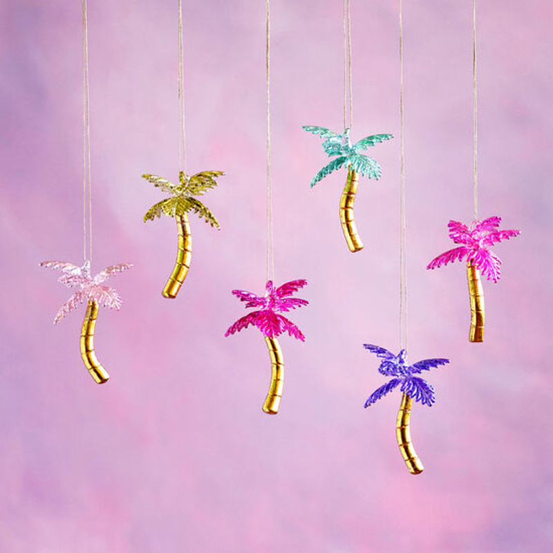 colorful metallic glass and gold palm tree unique ornaments