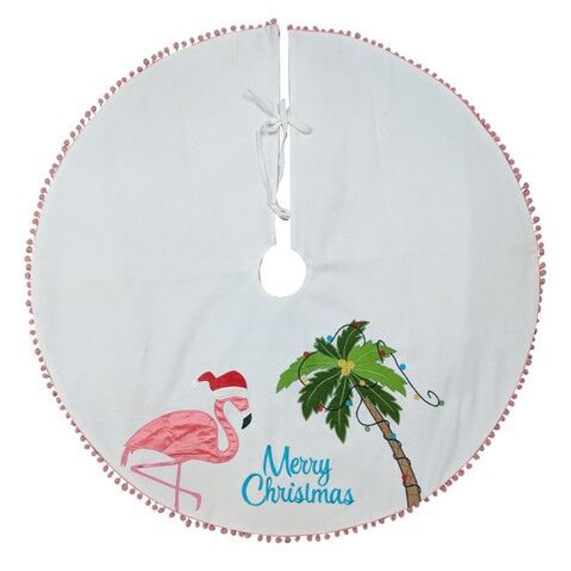 flamingo tropical Christmas tree skirt