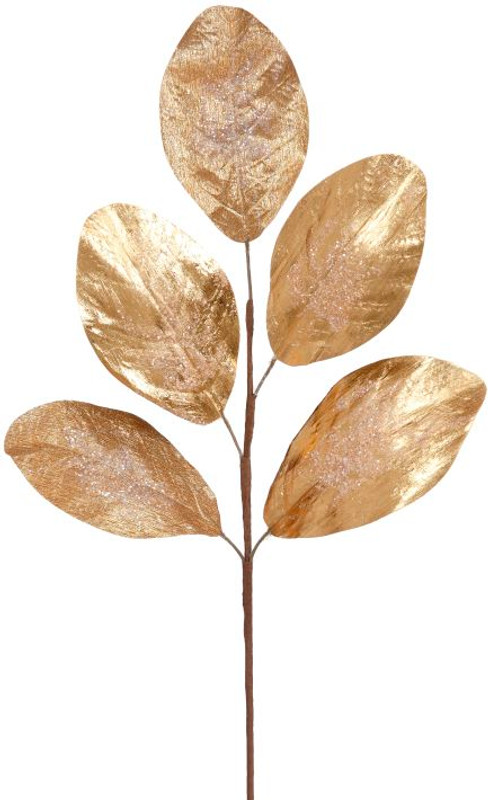 gold magnolia leaf Christmas tree spray pick