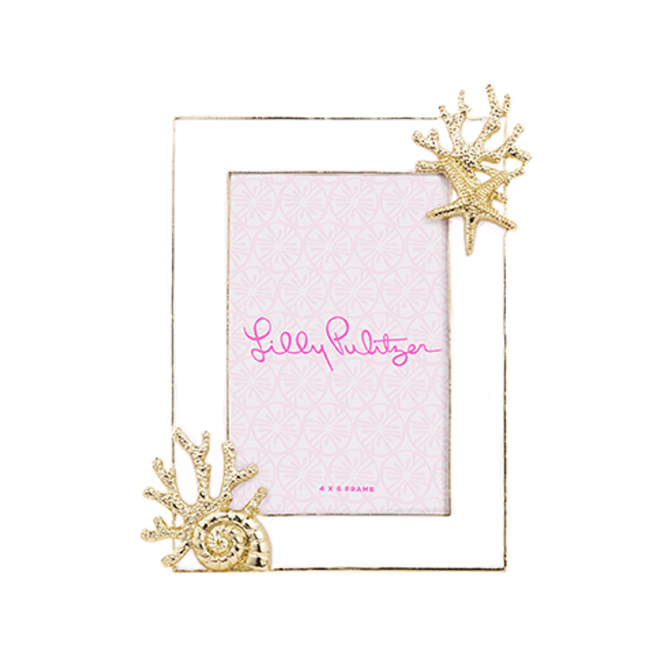 Lilly Pulitzer gold sea coral white photo frame