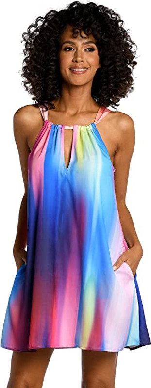 multicolored swimsuit cover-up dress