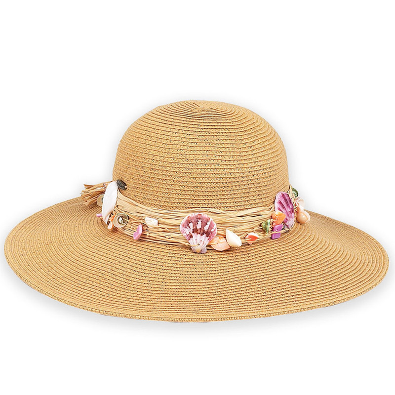 summer hat with seashells