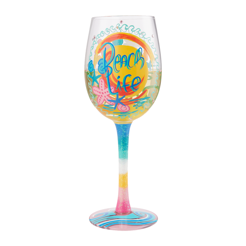 tropical beach life wine glass