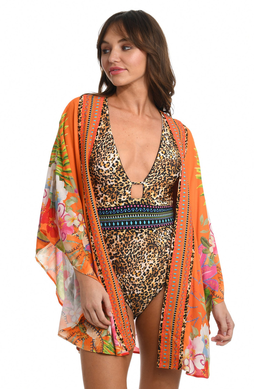 tropical kimono swimsuit cover-up