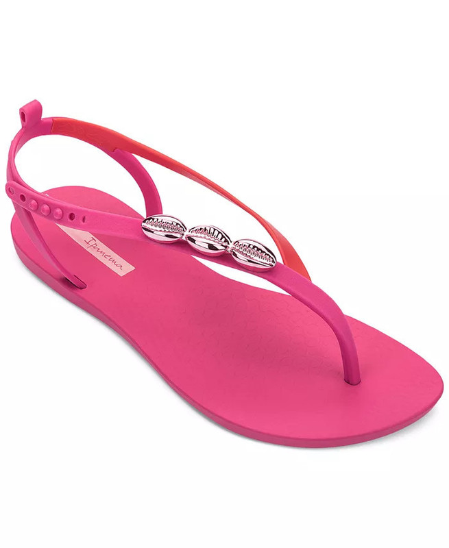 tropical pink cowrie shell thong sandals